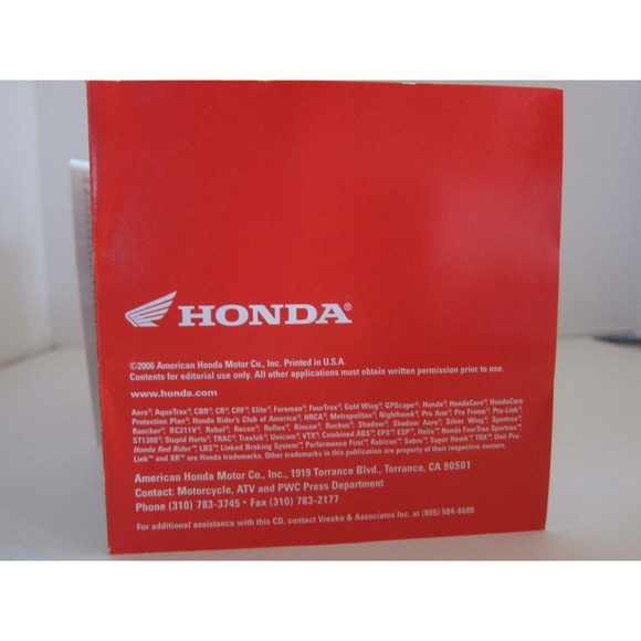 Honda Motors Division Redbook CD for press 2007 Street OFF Road ATV Scooters - Picture 11 of 11